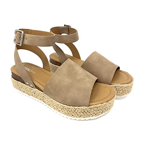 Image of Soda Women's Topic Open Toe Ankle Strap Espadrille Sanda (NATURAL NEW, numeric 8 point 5)