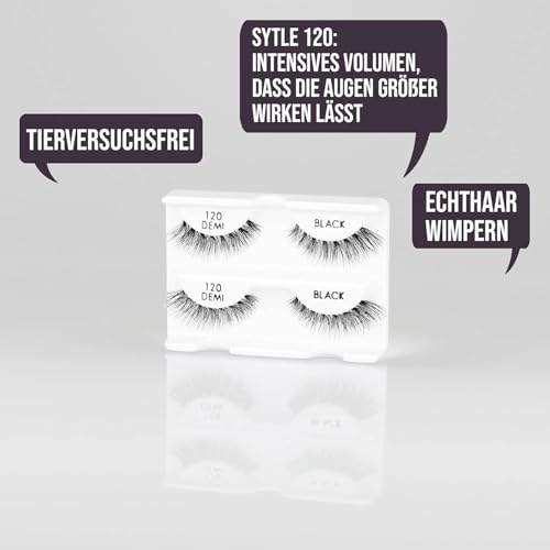 ARDELL Deluxe Pack - Style 120, 2 x Paar Echthaarwimpern mit Duo Wimpernkleber und Applikator zum Anbringen der künstlichen Wimpern, für Fake Lashes, 26 gr.