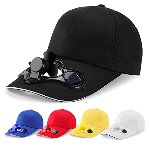 Beerty Baseball Cap, Summer Solar Panel Powered Cooling Fan Baseball Hat Snapback Sun Visor Hat for Unisex Children Outdoor Black2