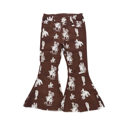 Todder Western Cactus Cowboys Jeans Girl Jeans Bell Bottom Pants
