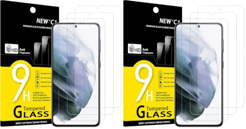 Image of NEW'C 6 Pack Designed for Samsung Galaxy S21 Plus / S21+ 5G (6.7),Screen Protector Tempered Glass, Fingerprint Resistant, 9H Hardness, 0.33mm Ultra Transparent, Ultra Resistant
