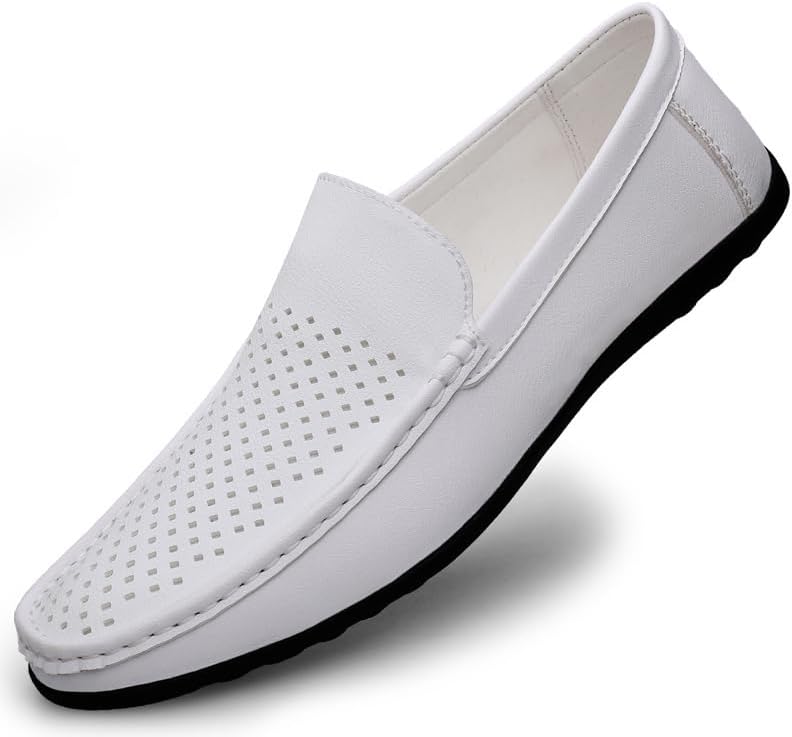 Men's Penny Loafers Leather Breathable Slip-On Driving Boat Shoes