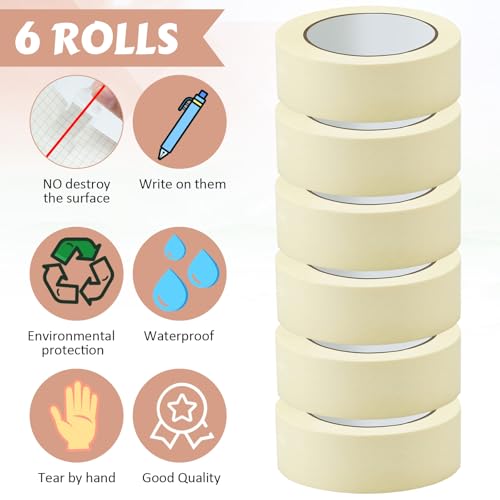 Image of Fainne 6 Rolls 1.88 Inch Masking Tape Bulk 55 Yards