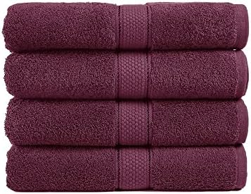 4pc Bath Towels Set - 100% Ring Spun Cotton Towels Set, Oversized Bath Towels, Highly Absorbent Bath Towel Sets for Bathroom, 71 cm x 137 cm, Extra Large Bath Towels, Quick Dry Towels for Body - Coal
