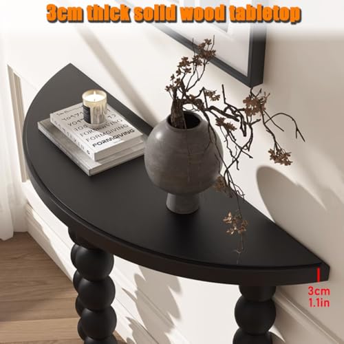 Consola de media luna para pasillo recibidor y mesa de sofá estrecha de madera 5