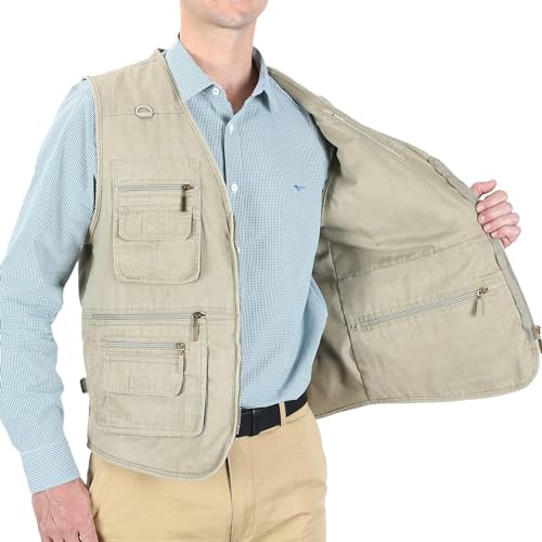 Image of Men's Stone Washed Denim Multi-pocketed Fishing Work Outerwear Vest