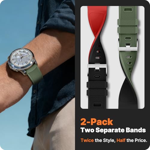 Image of Fullmosa 20mm Watch Strap, 2 Pack Silicone Watch Straps for Men Women, Compatible with Amazfit Bip U /Bip U Pro, Amazfit GTR /GTR Mini, Samsung Galaxy Watch 4 /5 /6 /7, Garmin Venu and all 20mm Watches