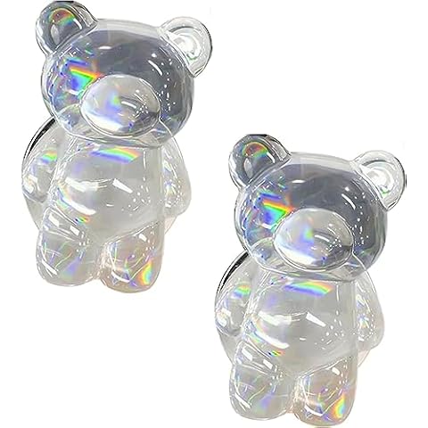 2PCS Transparent Bear Mobile Phone Grip Stand Finger Stand 3D Laser Phone Griptok Folding Easy Installation Smooth Cute Accessories Cover