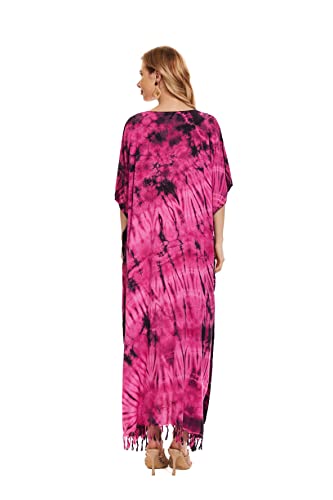 Image of Beautybatik Women Hippie Tie Dye Caftan Kaftan Loungewear Maxi Plus Size Long Dress XL to 4X