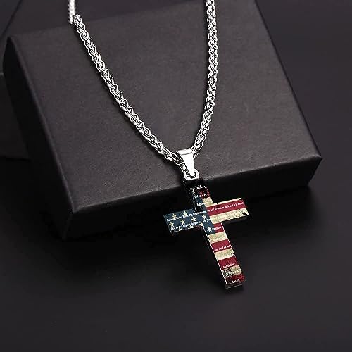 American Flag Bible Cross Pendant Necklace Christian Religious Jewelry Men's Women's3