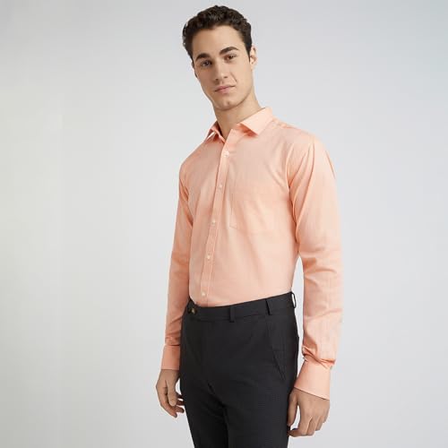 Image of Park Avenue Men's Pure Cotton Structure Pattern Slim Fit Semi Cutaway Collar Full Sleeve Formal Shirt