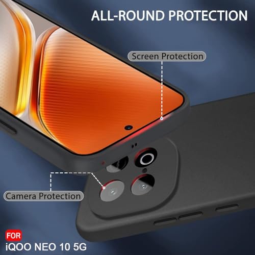 Image of TheGiftKart Sleek Back Cover Case for iQOO Neo 10 5G | Slim Fit Protective Design | Ultra Matte Finish | Camera Protection Bump | Soft Silicon Back Cover Case for iQOO Neo 10 5G (Silicone, Black)