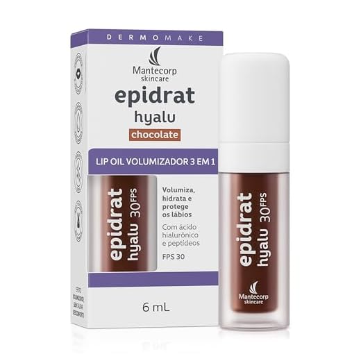 Hidratante Labial Volumizador Epidrat Hyalu Lip Oil Chocolate FPS30 6ml Mantecorp Skincare