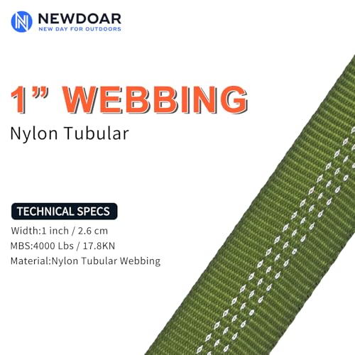 Image of NewDoar CE UIAA Certified 1 Inch Nylon Webbing Strap /Tubular Climbing Webbing - Heavy Duty Strap for Rescue, Climbing, Harnesses, Rock Work, & Firefighting