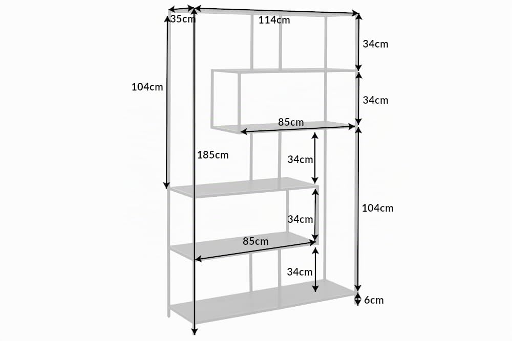 Bücherregal SLIM LINE 114cm - schwarz - Holzwerkstoff Metall Industrial