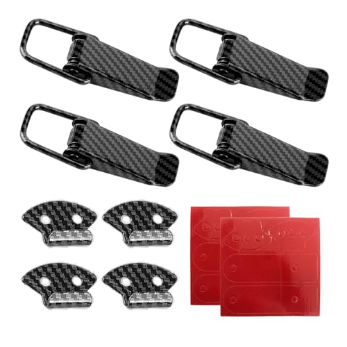 Ohleats 4 PCS Car Bumper Clip Hasp Carbon Fiber Auto Bumper Security Hook Lock Clips Kit Quick Release Fasteners for Front Rear Bumper Trunk Fender Universal Car Accessories (Carbon Fiber L)