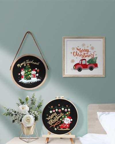 Image of TINDTOP Christmas Embroidery Kit for Adult Beginners, 3 Sets Embroidery Stitch Practice kit Include Embroidery Cloth Hoops Threads for Craft Lover Hand Stitch | 3 Sets for Beginners, Include Embroidery Cloth Hoops Threads for Craft Lover Hand Stitch