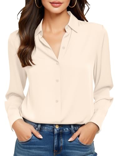 COUXILY Soft Non-Iron & Wrinkle-Free Womens Button Down Shirts wi...