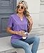 Women Summer Outfits 2026 Short Sleeve Henley Neck Shirts Ladies Button Tops Trendy Beach Vacation Clothes Light Purple