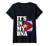 Photo Gallery donna cuba dna impronta digitale bandiera cubana orgoglio maglietta con collo a v Photo Gallery donna cuba dna impronta digitale bandiera cubana orgoglio maglietta con collo a v