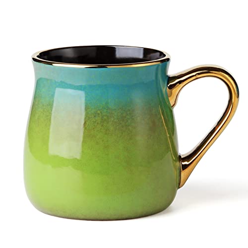 Große 560 ml Keramik-Kaffeetassen mit goldenem Griff, große Teetasse für Büro und Zuhause, Geschenk und Geschenk (blau) Cover