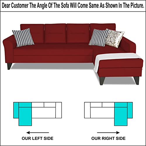 Image of Adorn India Maddox Tufted L Shape 5 Seater Sofa Sofa Set RHS (Maroon) (3 Year Warranty)