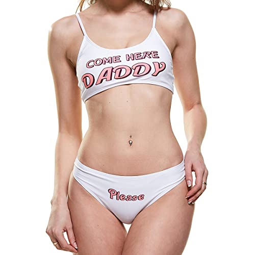 SINGUYUN Oui Papa Ensemble de Soutien-Gorge et de Culotte Costume de Bain Anime Bikini Cosplay Ensemble de Lingerie Sous-Vêtements, blanc, Small