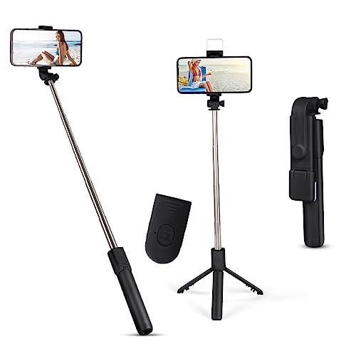 flintronic Selfie Stick Tripod with Fill Light, Stable Tripod with Wireless Bluetooth Remote Control, 70CM Extendable Portable Aluminum Selfie Stick Compatible for ios and Android, Cameras flintronic Selfie Stick Tripod with Fill Light, Stable Tripod with Wireless Bluetooth Remote Control, 70CM Extendable Portable Aluminum Selfie Stick Compatible for ios and Android, Cameras