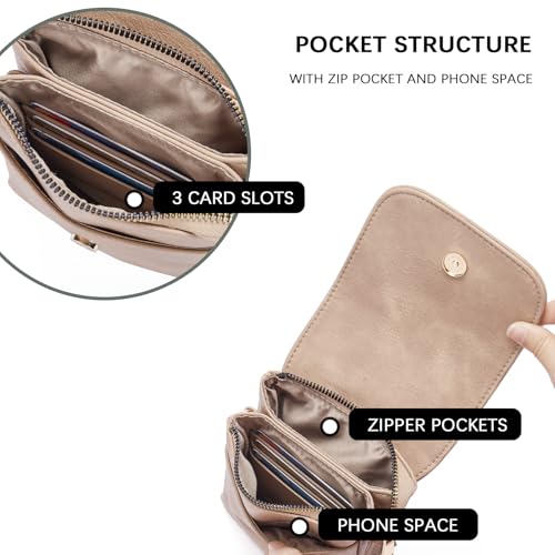 Image of BOSTANTEN Vegan Leather Small Crossbody Bags for Women Designer Cell Phone Bag Wallet Purses Adjustable Strap, A-08-pale Brown, Small, Cross Body Bag Women