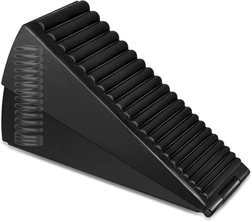 Door Stop, Large Door Wedge Tall Adjustable Door Stoppers Indoors Outdoor Heavy Duty Doorstop for Floor, Stainless Steel Black Door Stops, 3 Inch