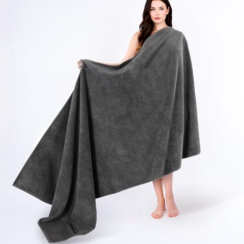 Cotton Paradise 100% Cotton Turkish Towel Soft Absorbent Quick Dry 40x80 Oversized Bath Sheet Towel Dark Gray