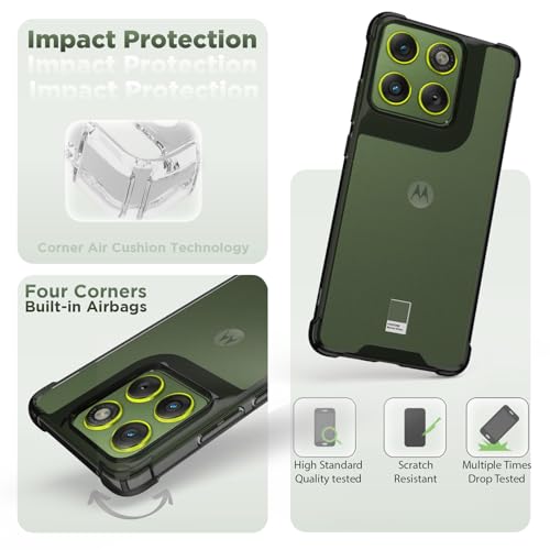 Image of RIGGEAR Shockproof Clear Hybrid Airbag Armor Back Cover Case Compatible with Motorola Moto Edge 70 5G (Clear-Black TPU Bumper with Transparent PC)