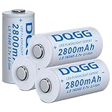 BENKIA 16340 Rechargeable Battery 3.7Volt Li-ion Batteries Button Top 2800mAh Large Capacity for Flashlight Headlamp (4 Pack)