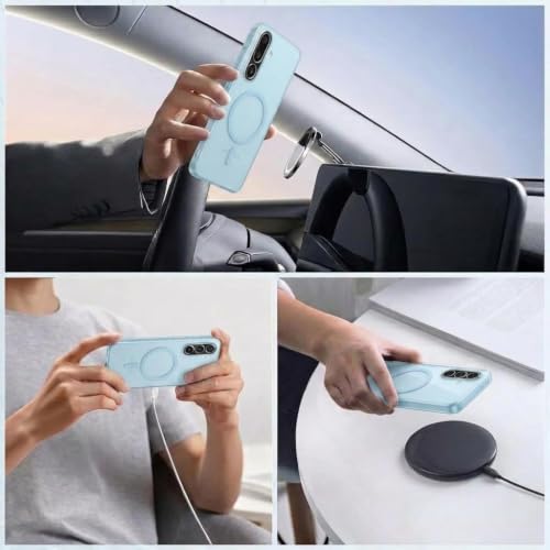 Image of DIZORO Matte Case for Samsung Galaxy M36 Compatible with MagSafe, Camera Lens Full Protection, Shockproof Translucent Frosted TPU Soft Phone Cover, Anti-Fingerprint-Sky
