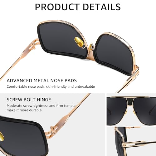 FEISEDY Sunglasses Mens Oversized Retro Metal Steampunk Shades Sunnies Fishing Driving B02724