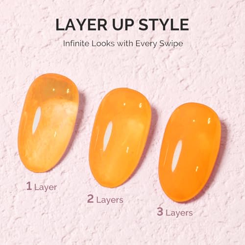 Image of MelodySusie Yellow Gel Nail Polish, 0.5Fl.oz Jeweliver Jelly Gel Polish Translucent Neon Yellow Orange Color Soak Off UV LED Gel Polish Nail Art Design Manicure Salon DIY At Home JG24