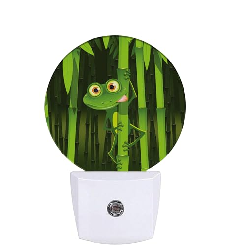 Image of Cute Frog Night Light,Green Forest Night Lights Plug into Wall for Kitchens Toilets Bedroom Decorative Half Round Nightlight Led Lamp 0.5W Sleep Friendly
