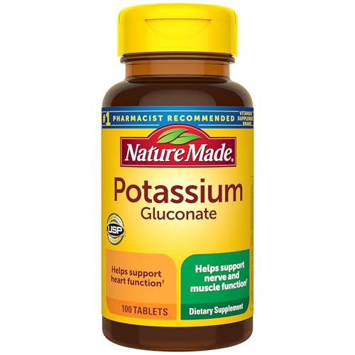 Nature Made Potassium Gluconate 550 mg, Dietary Supplement for Heart Health Support, 100 Tablets, 100 Day Supply
