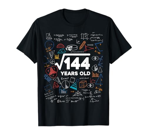 Raíz cuadrada de 144 12 cumpleaños amante de las matemáticas 12 años de edad bday camiseta