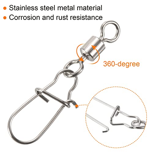 PATIKIL Fishing Rolling Swivel with Coastlock Snap, 20 Pack 50LBS Stainless Steel Silver Nickel Line Connector for Fishing - Image 4