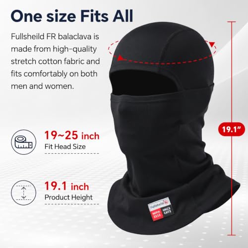 Image of Fullsheild FR Balaclava CAT2 7oz Flame-Retardant Cotton Face Mask, NFPA2112 | Arc Rated Covering Hood for Welding, Protective Helmet Liner for Men Women, UV Face Mask Windproof, Lightweight & Breathable