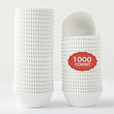 CHENZEM Pirottini di carta di dimensioni standard, bianchi, non sbiancati, diametro inferiore 5,1 cm, pirottini rotondi scanalati per muffin, 1000 pezzi