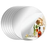 PopularLdo 6 runde Spiegelkacheln f&uuml;r Tischdekorationen, Spiegeltabletts, Flache runde Spiegel f&uuml;r Tischdekorationen, Spiegelkerzenteller f&uuml;r Tischdekorationen bei Hochzeiten und Feiern (20cm)