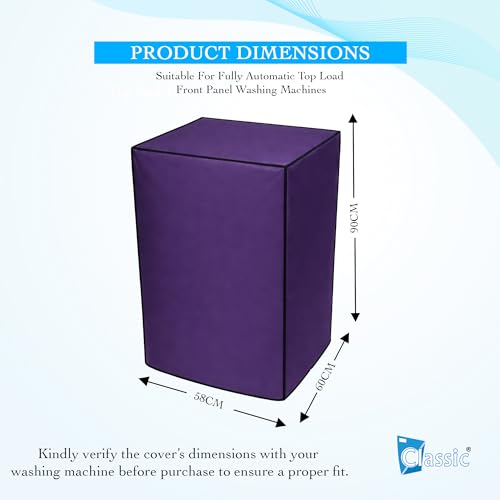 Image of Classic Top Load Washing Machine Cover Suitable For LG 8 Kg, 8.5 Kg, 9 Kg, 9.5 Kg, 10 Kg, Waterproof & Dustproof (58cmsX60cmsX90cms, Purple)