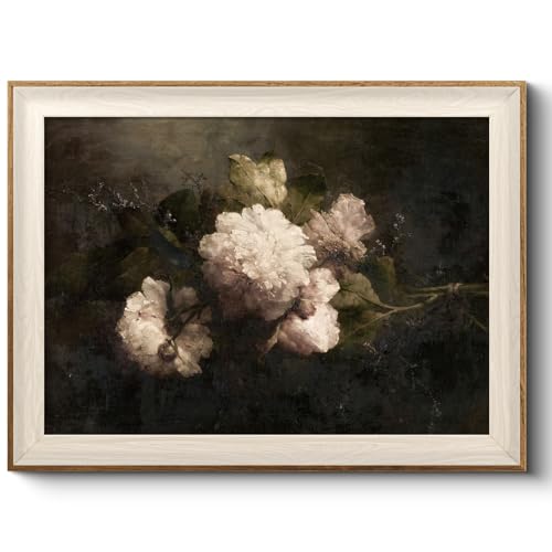 VIYYIEA Framed Rustic Peony Botanical Wall Art for Living Room, 16×12 Inch