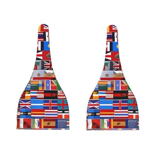 Various Flags Print Newborn Baby Hat, Soft Top Knotted Beanie Cap, Cute Infant Headwear for 0-6 Months Welcome Party Black3