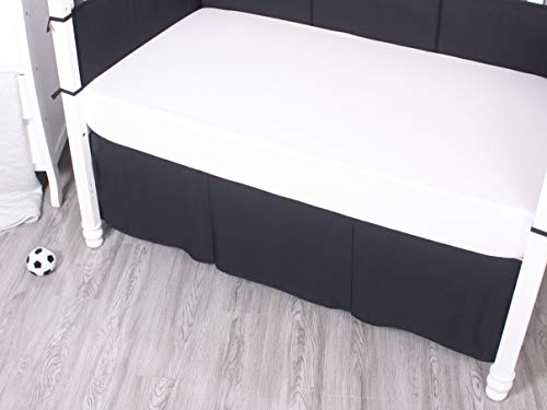 Belsden Black Crib Skirt With Durable Woven Platform, Both Long Sides Pleated, Split Corners Dust Ruffle For Easy Placement On Bed Board Frame, 14 Inches (36Cm) Length Drop, Black Color #TOP4