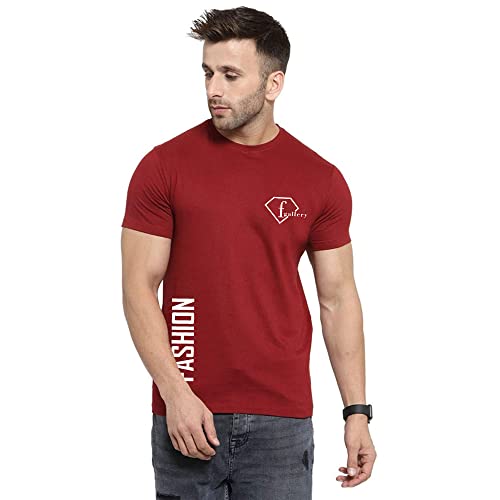Image of Cotton Blend Printed T Shirt for Men| T-Shirts for Mens Half Sleeves