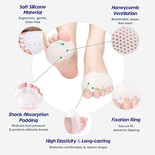 Silicone Toe Separator, Toe Spacer for Overlapping Toes, Foot Pain Relief, Bunion, Hammer Toe, Plantar Fasciitis, Comfortable & Breathable for Women & Men