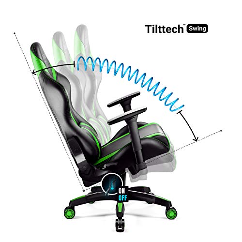 Diablo-X-Horn-Silla-Gaming-Oficina-Gamer-Apoyabrazos-3D-Cojin-Ajustable-Diseno-Ergonomico-Cuero-Sintetico-Funcion-de-Inclinacion-Negro-Verde-Normal